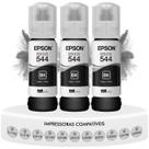 Kit 3 Tintas Pretas Original Epson T544 P/ Impressoras L3110 L3150 L3160 L3210 L3250 L3260 L5190 L5290 T544120-AL