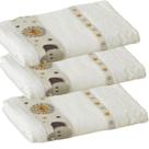 Kit ( 3 ) Toalha de Banho KazzaVip Infantil 100% Algodão Jacquard Barra para Bordar Funny Branco Off-White