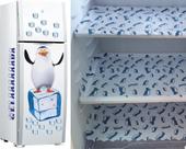 Kit 3 Toalhas para Geladeira Pinguim + Cartela de Adesivos Pinguim Gelo Azul