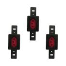 Kit 3 Tomada 10A Face Vermelho Para 3 Postos Reto Transmobil