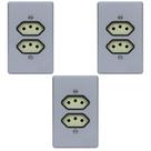 Kit 3 Tomada Dupla 250V Com Placa 10A Pial Legrand 54345