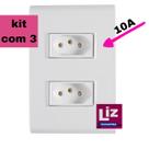 Kit 3 Tomada Dupla Branca 2P+T 10A/250V Liz Tramontina