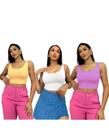 KIT 3 Top Cropped Regatinha Básico Liso