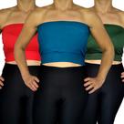 Kit 3 Tops Femininos Faixa sem alça Elástico Barra Cores Sortidas Viscolycra Pp ao Plus Size