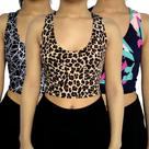 Kit 3 Tops Femininos Regata Justos Barra Estampas Sortidas Suplex PP ao Plus Size