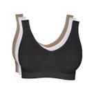 Kit 3 Tops Hanes Alças Largas sem Costura 5762 Branco/Preto/Chocolate - P
