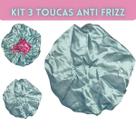 Kit 3 Toucas De Cetim Infantil Verde com Rosa - Encaracolados