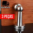 Kit 3 Trava Porta Magnético de Aço Inox Slim Cromado Prendedor com Imã e Fixador Parafusado