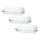 Kit 3 Travessa Assadeira de Vidro Borossilicato Retangular Forno Servir 2,2l