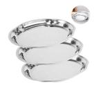 Kit 3 Travessa Baixela Oval Aço Inox Reforçado Funda 45cm