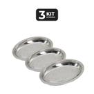 Kit 3 travessa oval inox funda 20cm antideslizante Kit 3 travessa oval inox funda 20cm antideslizante