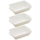 Kit 3 Travessas de Porcelana Branca 23,5x15cm Refratários co