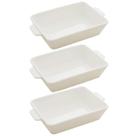 Kit 3 Travessas de Porcelana Branca 23,5x15cm Refratários co