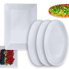 Kit 3 Travessas Ovais 45,5 Cm para Buffet Rasas + Travessa Retangular Funda 44,7 Cm Restaurante Melamina Profissional Bestfer