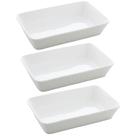 Kit 3 Travessas Porcelana Branca 750ml Refratário Retangular