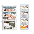 Kit 3 Travesseiro Duplo 2 Confort 5 e 1 ART200 com 3 Capas