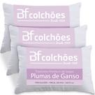Kit 3 Travesseiros Fibras Toque Pluma de Ganso 100% Algodão Percal 300 Fios Premium Antialérgico 50x70cm - BF Colchões Kit 3 Travesseiros Fibras Toque Pluma de Ganso 100% Algodão Percal 300 Fios Premium Antialérgico 50x70cm - BF Colchões
