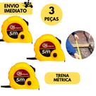 Kit 3 Trena 5 Metros x 24 mm de Metal c/ Trava Freio Manual, Agilidade na Aferição das Medid