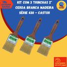 Kit 3 Trinchas Pratica 2" Cerda Branca Madeira Série 430 - Castor
