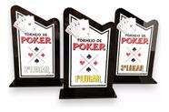 Kit 3 Troféu Poker Acrílico Preto 10x18cm 1º, 2º E 3º Lugar