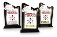 Kit 3 Troféu Truco Acrílico Preto 10x18cm 1º, 2º E 3º Lugar