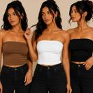 Kit 3 Tube Top Faixa Feminino Cropped sem alça