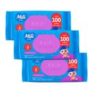 Kit 3 und Toalhinha Umedecida Mili Baby C/100