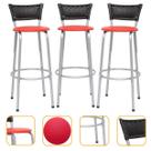 kit 3 uni Banqueta Para Cozinha Gourmet Bancada Cadeira Balcão Bar Area Lazer Encosto Itagold