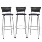 kit 3 uni Banqueta Para Cozinha Gourmet Bancada Cadeira Balcão Bar Area Lazer Encosto Itagold