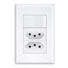 Kit 3 Unid. Conjunto 4x2 Interruptor 1 Tecla Simples + Tomada Dupla 10A Modular Evidence - Fame