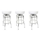 Kit 3 Unidades Banqueta Altura 65cm Bar Giratória Cromada assento branco