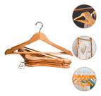 Kit 3 Unidades Cabides De Madeira com Verniz