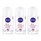 Kit 3 Unidades Desodorante Roll On Nivea Dry Confort 50ml