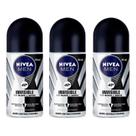 Kit 3 Unidades Desodorante Roll On Nivea Men Black & White Invisible 50ml