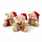 Kit 3 Ursinho Natalino Enfeite Arvore de Natal Pelúcia 12cm