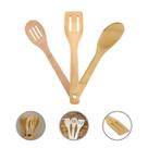 Kit 3 Utensílios Cozinha Bambu Orgânico Natural 30cm Resistente