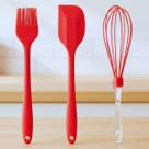 Kit 3 Utensílios De Cozinha Silicone Espatula Pão Duro Batedor Fuet E Pincel De Silicone Confeiteiro