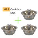Kit 3 Valvula Americana Cesto Cestinho Ralo Ralinho Inox