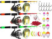 Kit 3 Varas Telescópica 1,70m + 3 Molinetes + Acessórios (Ref. 89)
