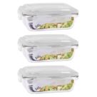 Kit 3 Vasilha De Vidro Hermético Marmita Com Tampa 640ml Para Guardar Alimentos Na Geladeira Vasilha De Vidro Para Microondas Freezer