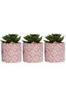 Kit 3 Vaso Cimento Cachepot Suculenta Planta Artificial Rosa