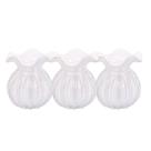 Kit 3 Vaso De Vidro Murano Flor Plantas Arranjos Branco Leitoso Trouxinha 10x11cm Wolff