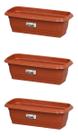 kit 3 Vaso Jardineira Plastico Retangular Marrom 35 Cm