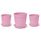 Kit 3 Vasos + 3 Pratos Jardim 1,7 Litros Rosa Nutriplan Kit 3 Vasos + 3 Pratos Jardim 1,7 Litros Rosa Nutriplan