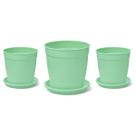 Kit 3 Vasos + 3 Pratos Jardim 1,7 Litros Verde Nutriplan