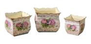 Kit 3 Vasos Cachepot Metal Galvanizado Floreira 16x18