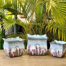 Kit 3 Vasos Cachepot Quadrado Metal Galvanizado 16x18
