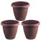 Kit 3 Vasos de Flor Plástico Médio c/Prato 3,2 Litros Moderno Decorativo