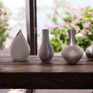 Kit 3 Vasos Decorativos 17 cm - Alto Brilho Cor Ouro Rosê - Decoração Ambiente Interno Moderno