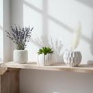 Kit 3 Vasos Decorativos de Gesso Branco Moderno Decoração Minimalista